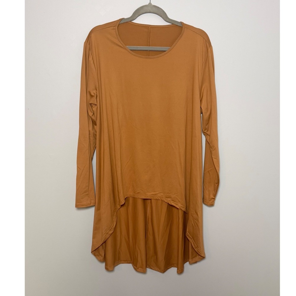 Women's Mustard Gold High-Low Tunic Top Long Sleeve 2XL